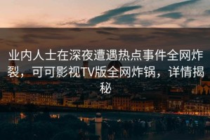 业内人士在深夜遭遇热点事件全网炸裂，可可影视TV版全网炸锅，详情揭秘