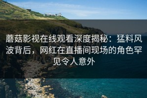 蘑菇影视在线观看深度揭秘：猛料风波背后，网红在直播间现场的角色罕见令人意外