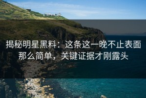 揭秘明星黑料：这条这一晚不止表面那么简单，关键证据才刚露头
