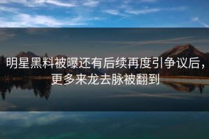 明星黑料被曝还有后续再度引争议后，更多来龙去脉被翻到